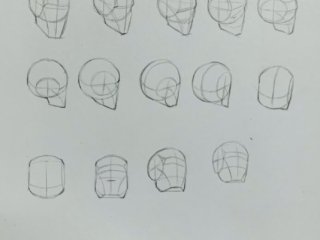 Sketches of heads.